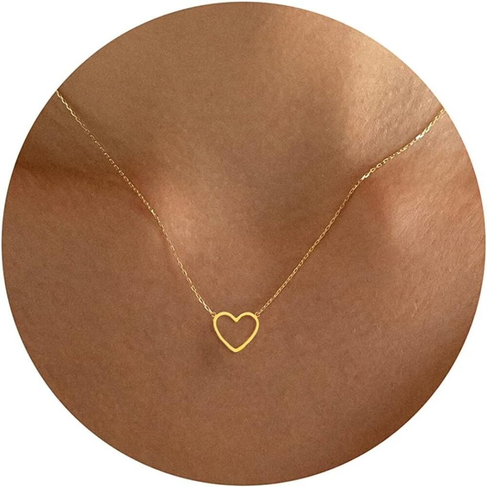 ⚡Heart Necklace 18k Gold Plated Beaded Chain Choker Necklace for Women Girls